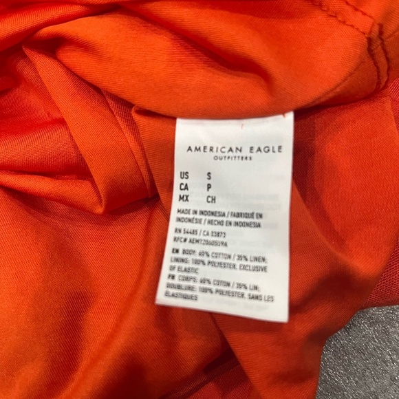 ❤️2/$30❤️[S]American Eagle Bold Orange Red Linen Blend Halter Sun Dress - Picture 5 of 10